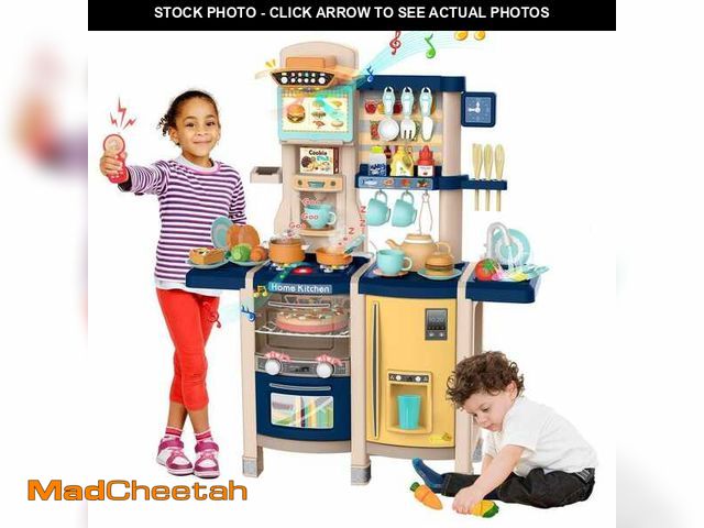 Lot 74-12746685 - Nyeekoy Kids Play Kitchen Toddler Kitchen Play Set Pretend Play Cook Toys with Lights and Sounds - U...
