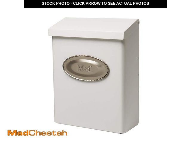 Lot 74-14467650 - *MISSING KEYS* Architectural Mailboxes Designer White with Satin Nickel, Medium, Steel, Locking, Wal...
