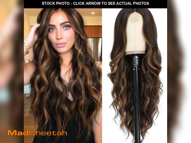 Lot 74-12118681 - NAYOO 26 Inch Long Curly Middle Part Synthetic Heat Resistant Fiber Wig for Women - Daily Use Party ...