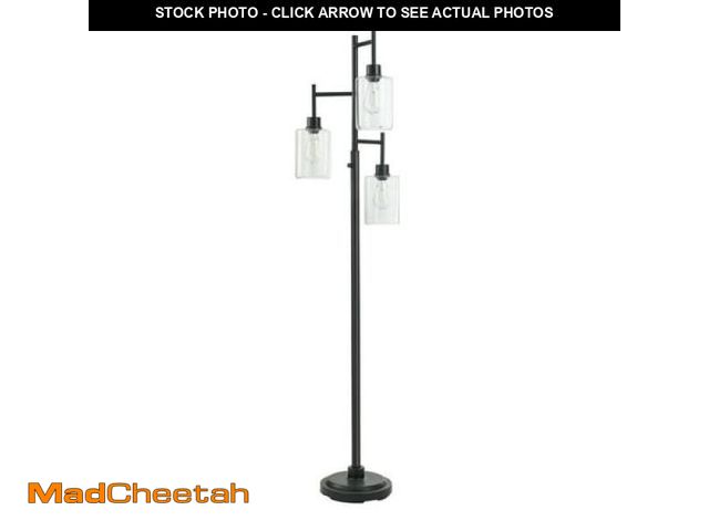 Lot 74-12423643 - Better Homes &amp; Gardens Black 3-Tier Floor Lamp with Glass Shades  15.5  X 10  X 63.5   Contempor...