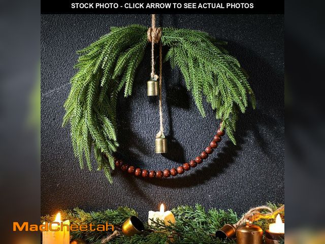 Lot 74-12971279 - Dingion Small Norfolk Pine Christmas Wreath 11.8 in Christmas Kitchen Cabinet Norfolk Pine Wreath Mi...
