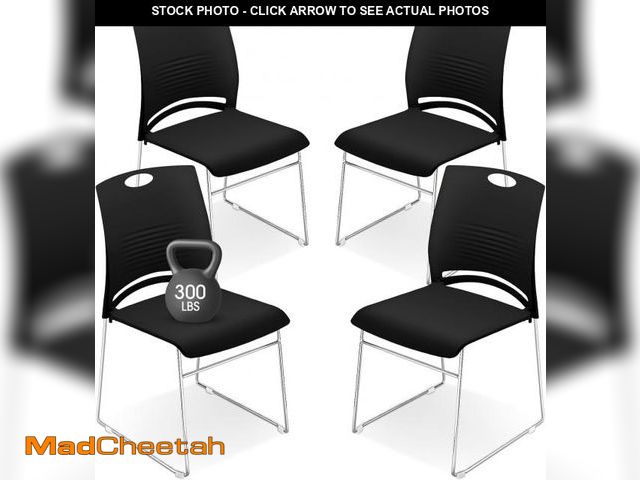 Lot 74-12508872 - Suzile 4 Pack Stackable Waiting Room Chairs Stacking Church Guest Plastic Chairs with Sled Base for ...