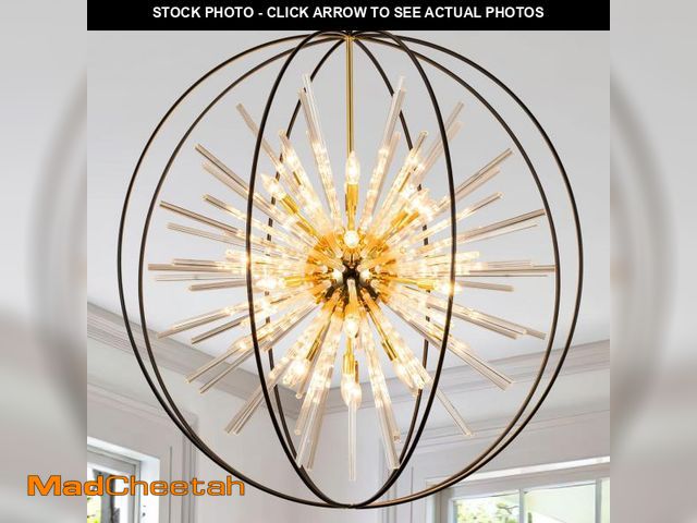 Lot 74-12389132 - Vezzio D42 Extra Large Black and Gold Chandeliers for High Ceiling 24-Light Big Modern Globe Crystal...