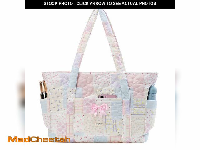 Lot 74-14215602 - YoriBerry Tote Bag for Women, Quilted Floral Tote Bag with Zipper, Patchwork Quilted Cotton Shoulder...