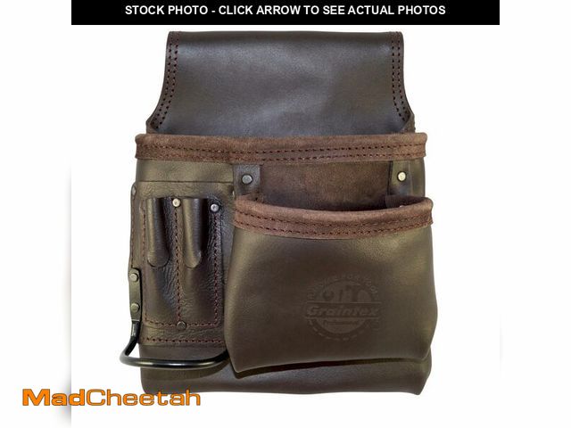 Lot 74-13543576 - Graintex OS2201 5 Pocket Right Handed Oil Tanned Leather Nail &amp; Tool Pouch Dark Brown Color for ...