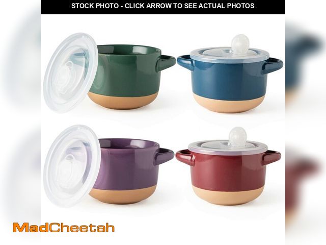 Lot 74-14264433 - AmorArc 24 Ounces Soup Bowls with Large Handles and Lids, Stoneware Bowls Set of 4 for Soup, Cereal,...