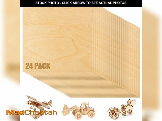 Lot 74-12708334 - 24 Pack 3mm Basswood Sheets, 10 x 10 x 1/8 Inch Plywood Sheets for Crafts, 1/8" Unfinished Plywood W...