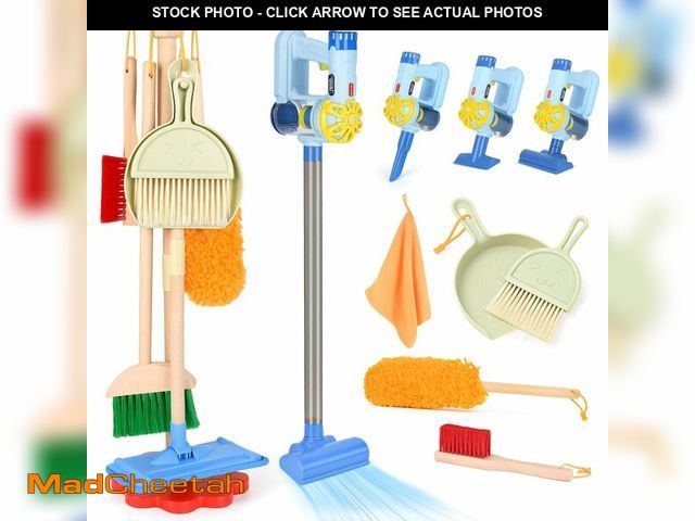 Lot 74-14296372 - Dreamon Wooden Toddler Cleaning Set - 11Pcs Kids Cleaning Toy Set with 3-in-1 Kids Vacuum that Reall...