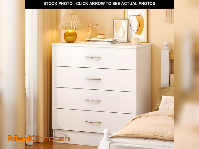 Lot 74-12669535 - Zimtown 4 Drawers Night Stand Bedside Storage Organizer Wooden Bedroom Furniture White - UNUSED