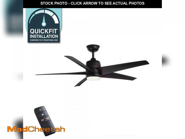 Lot 74-12491990 - Hampton Bay Mena 54 in. White Color Changing Integrated LED Indoor/Outdoor Matte Black Ceiling Fan w...