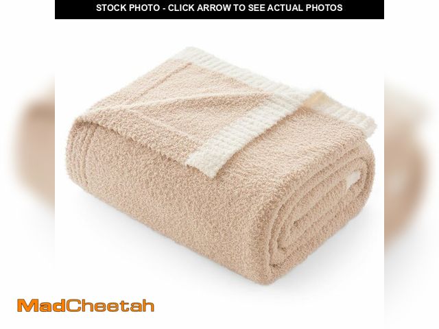 Lot 74-12717219 - Snuggle Sac Ultra Soft Throw Blanket for Couch Bed Sofa 50x60 inches, Reversible Beige Blanket Micro...