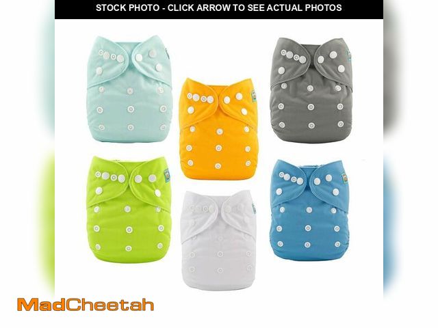 Lot 74-12709047 - ALVABABY Baby Cloth Diaper 6 Pack with 12 Inserts One Size Cloth Diaper Covers Adjustable Washable R...