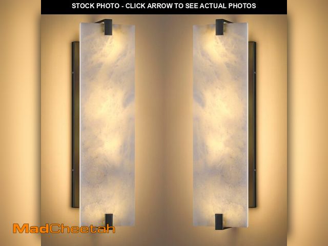 Lot 74-13039865 - CJY CHENJINYAN 21.7" Natural Square Alabaster Marble Modern Concise 2 Pack 4 Light Wall Sconce Fixtu...
