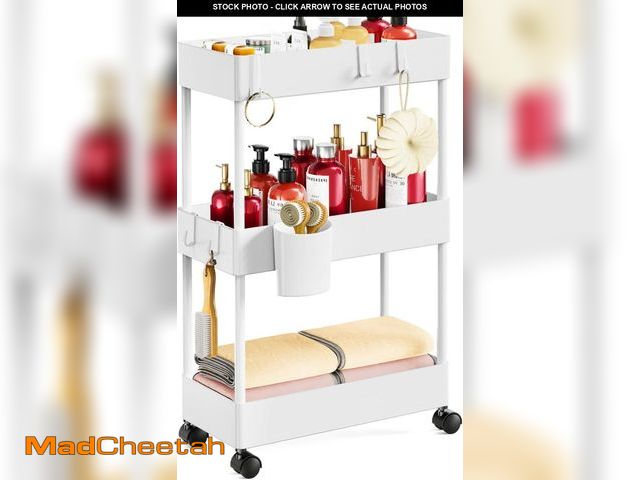 Lot 74-12330571 - Pipishell Slim Storage Cart with Wheels, Bathroom Cart Organizer Bathroom Storage Small, Rolling Car...
