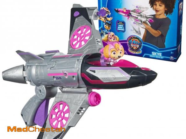 Lot 74-11555052 - Paw Patrol: The Mighty Movie, Transforming Rescue Jet with Skye Mighty Pups Action Figure, Lights an...