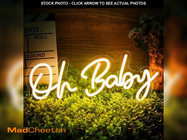 Lot 74-12311046 - Oh Baby Neon Sign for Backdrop Wall Decor, Boy and Girl Baby Shower Decorations Led Light up Sign fo...
