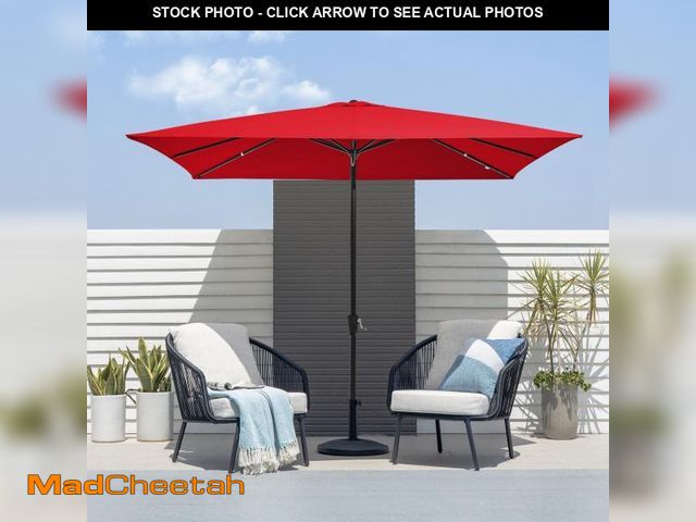 Lot 74-12144041 - JUSTLET 8 x 10 ft Outdoor Rectangular Patio Market Umbrella, Red - UNUSED