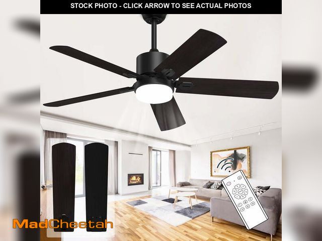Lot 74-12667612 - Xaujix 52'' Dimmable LED Black Ceiling Fan with Lights and Remote Control and Timing Function - UNUS...