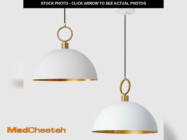 Lot 74-13106183 - LUJOGUID 2Pack 15.7in Large White Lights for Kitchen Island, Metal Pendant Light Round Coastal Chand...
