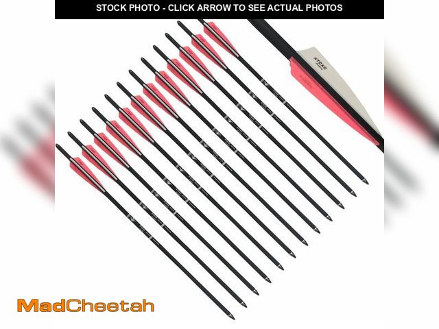 Lot 74-13065374 - XTCXCARCHERY 20 22 Inch Carbon Crossbow Bolt, 12 Pcs Hunting Carbon Arrows for Crossbow with 4" Shie...