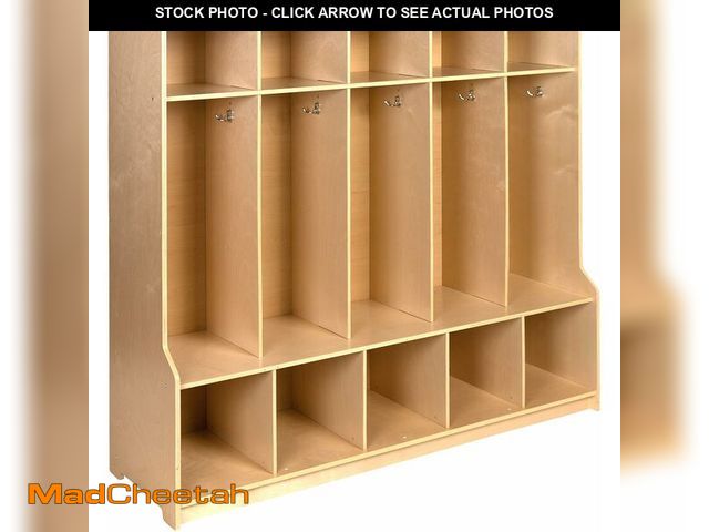 Lot 74-13073183 - (MISSING HARDWARE) Flash Furniture Hercules Wooden 5-Section School Coat Locker with Bench, Cubbies,...
