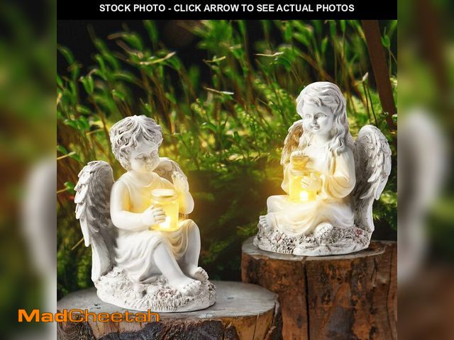 Lot 74-14055527 - 2 Pack Outdoor Angel Statue Garden Decor, Classic Solar Angel Figurine Decoration for Yard Art Indoo...