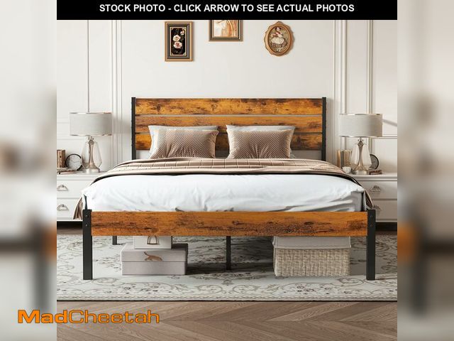 Lot 74-13042443 - Sweetcrispy Full Size Bed Frame with Headboard, 800LBS Mattress Foundation with All Sturdy Metal Sup...