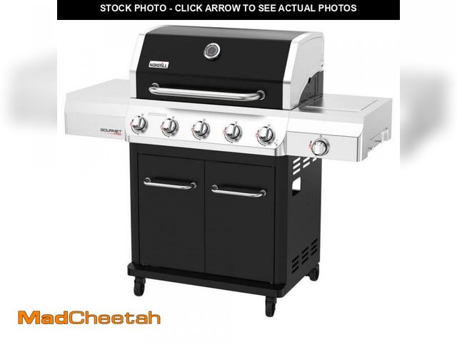 Lot 74-12492918 - Nexgrill Gourmet Pro 5-Burner Propane Gas Grill with Side Burner and Griddle Max Insert in Black - U...