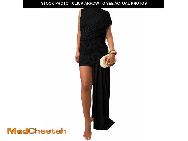 Lot 74-14336214 - Kwunbwa Women's Sleeveless Ruched Maxi Dress Sexy Irregular Bodycon Casual Elegant Club Party Cockta...