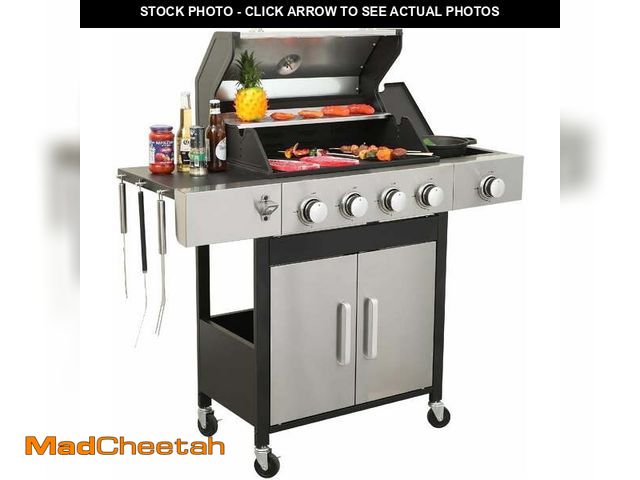 Lot 74-12767383 - Furnibear 4 Burner Gas Grill Side Burner, 46790 BTU Barbecue Grill Propane Stainless Steel BBQ Grill...