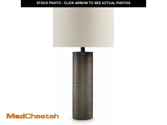 Lot 74-12829195 - Signature Design by Ashley Dingerly Contemporary 28.25 Inch Glass Table Lamp, Brown &amp; Beige - UN...