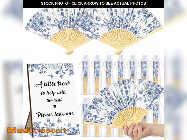 Lot 74-14299092 - Leinuosen 51 Pcs Wedding Favors for Guests Bulk 25 Wedding Foldable Hand Fans Handheld Paper Fans wi...