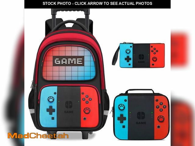 Lot 74-14481704 - TILYTADLY Gamer Rolling Backpack for Boys - 3PCS Boys Rolling Backpack With Lunch Box and Pencil Cas...