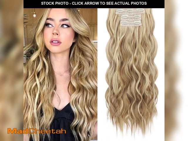 Lot 74-12220067 - REECHO Clip in Hair Extensions, 4PCS Hair Extensions 24" Thick Long Beach Waves hair extensions HE00...
