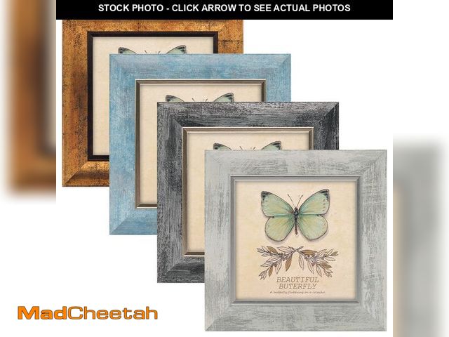 Lot 74-14274371 - XUANLUO 5x5 Picture Frames Set of 4 Rustic Retro Photo Frame with HD Plastic Cover for Wall Mount an...