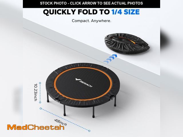 Lot 74-12420605 - MERACH 48" Mini Trampoline for Adults &amp; Kids, Indoor/Outdoor Rebounder Trampoline with Adjustabl...