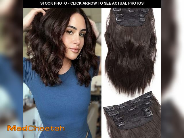 Lot 74-13574467 - Short Clip in Hair Extensions 10 Inch Dark Brown Hair Extensions Clip ins for Women 4PCS Short Wavy ...