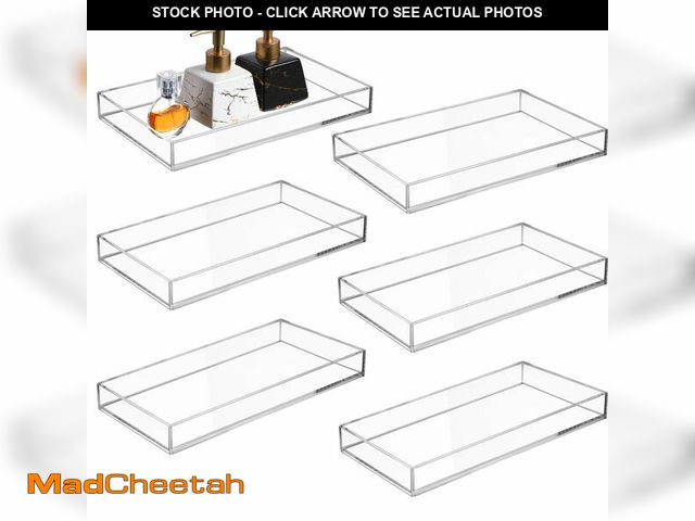 Lot 74-13571802 - Maitys 6 Pcs Acrylic Vanity Tray Bathroom Tray for Serving Vanity Makeup Organizer Clear Hand Towel ...