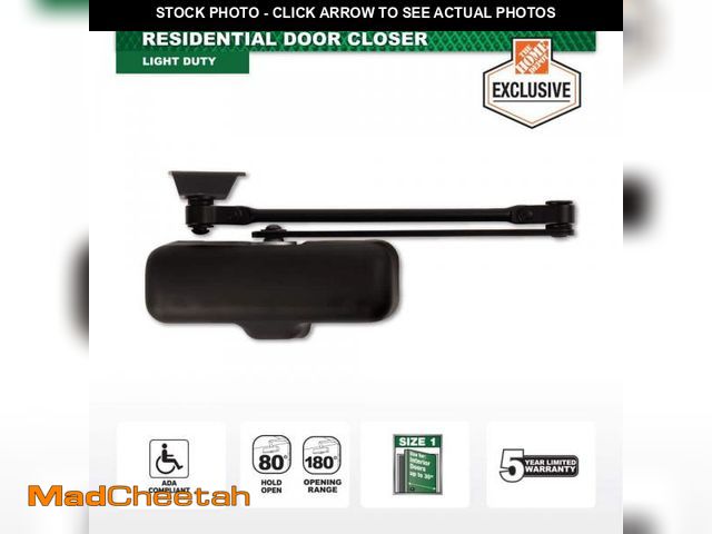 Lot 74-12148285 - Universal Hardware Light-Duty Matte Black Residential Door Closer - UNUSED