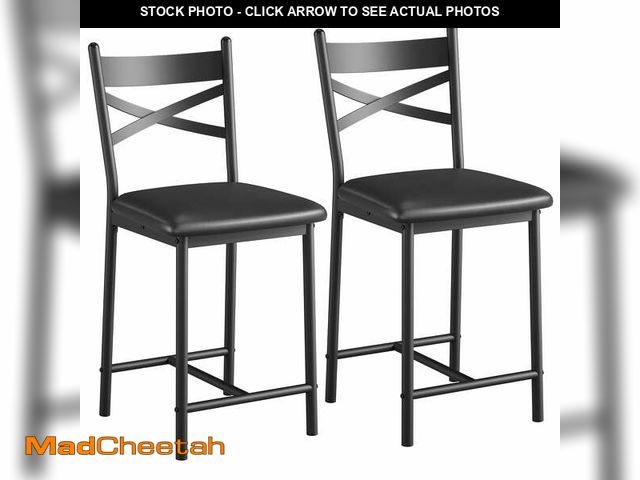 Lot 74-13815474 - Garvee 25.5" High Back Bar Stools - Set of 2, Stain Resistant, Black - UNUSED