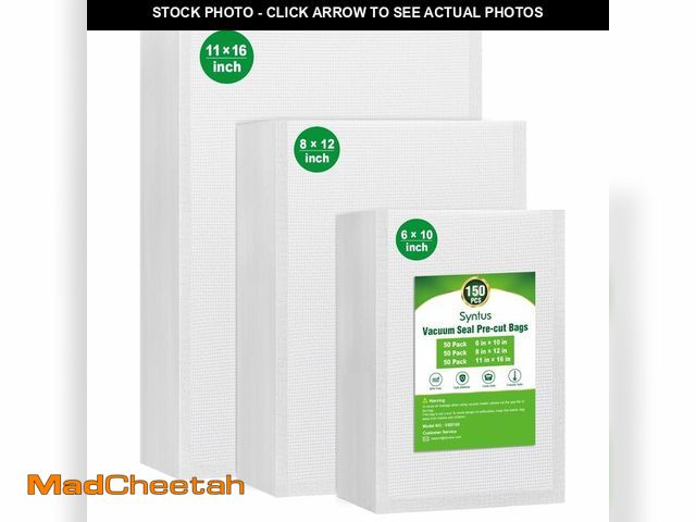 Lot 74-12717598 - Syntus Vacuum Sealer Bags, 150 Gallon 11" x 16" and Quart 8" x 12" and Pint 6" x 10" Commercial Grad...