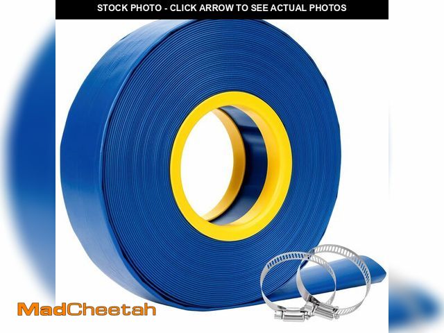 Lot 74-14263469 - 2" x 100FT Pool Backwash Hose, Heavy Duty Reinforced PVC Drain Hose, Lay Flat Discharge Hose with 2 ...