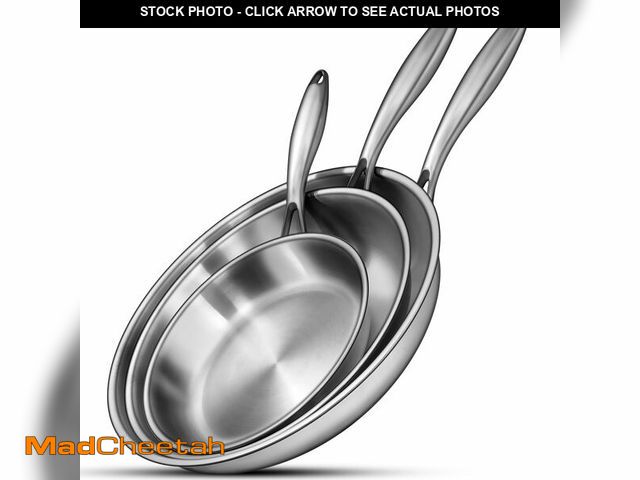 Lot 74-14059123 - EWFEN Tri-Ply Stainless Steel Frying Pans Set, 8Ã¢â¬Â/10Ã¢â¬Â/12Ã¢â¬Â Cooking pans, PFOA&amp;P...