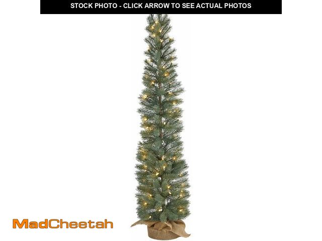 Lot 74-13053244 - (MISSING BASE) Nearly Natural 4ft. Green Pine Artificial Christmas Tree with 70 Warm White Lights Se...