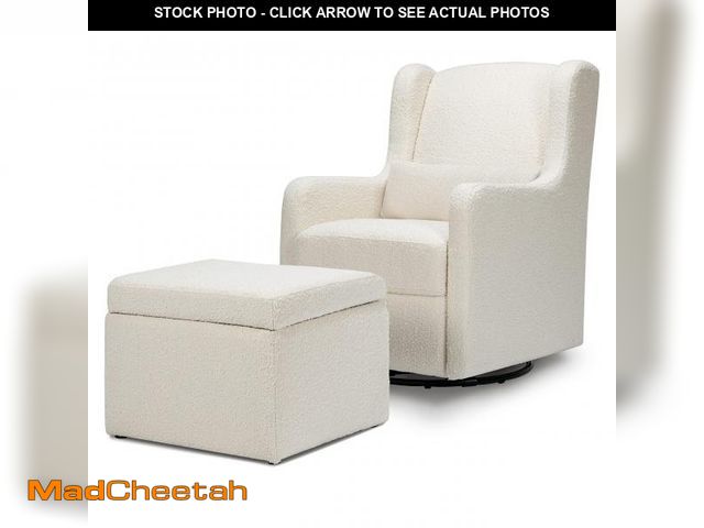 Lot 74-12160469 - Carter's by DaVinci Adrian Swivel Glider with Storage Ottoman in Ivory Boucle, Greenguard Gold &amp;...