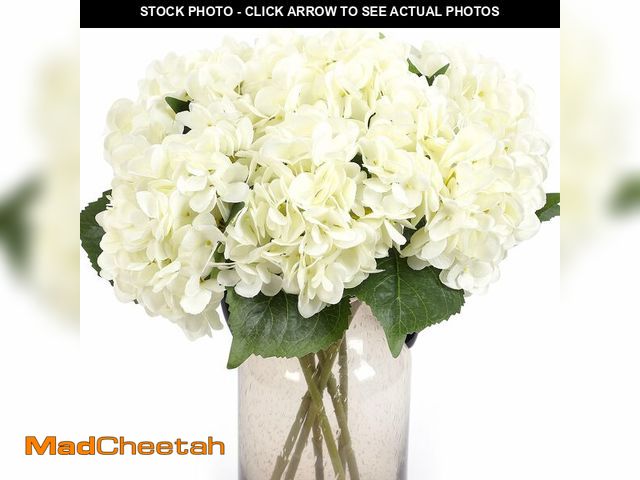 Lot 74-14428153 - Kimura's Cabin 6Pcs Fake White Hydrangea Flowers Artificial Silk Hydrangeas with Stems Faux Hydrange...