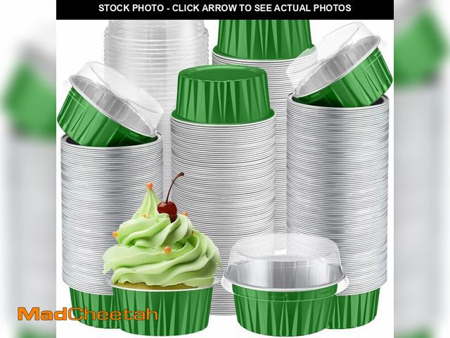 Lot 74-14267516 - Gejoy 400 Pcs Aluminum Foil Baking Cups with Lids 5 oz Disposable Ramekins Mini Cake Pans Creme Brul...