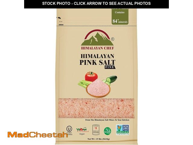 Lot 74-13927106 - Himalayan Chef Pink Himalayan Salt, Extra Fine Grain, 19 lbs Bag - Pure, Natural, Kosher Certified, ...