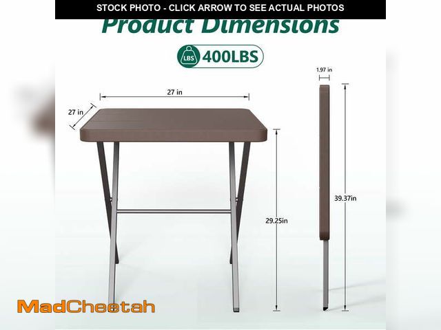 Lot 74-14435881 - WASUHE Folding Table, Square Card Table with Rustproof Steel Frame, Foldable Coffee Table for Patio,...