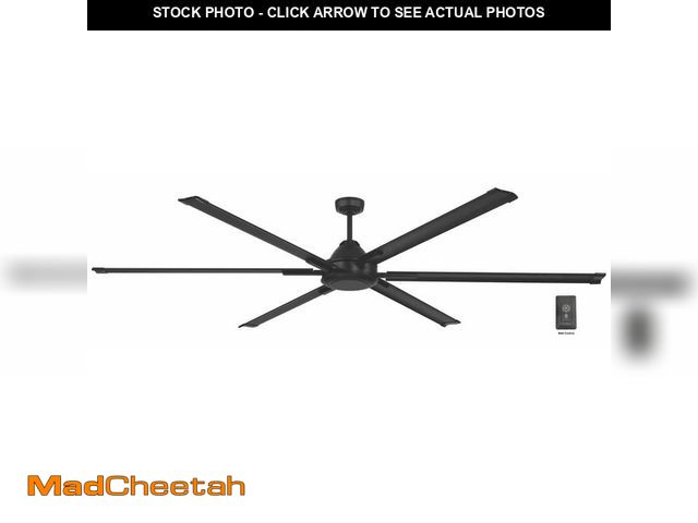 Lot 74-12692160 - Commercial Electric High Velocity 8 ft. Indoor/Outdoor Matte Black Ceiling Fan with Wall Control Inc...